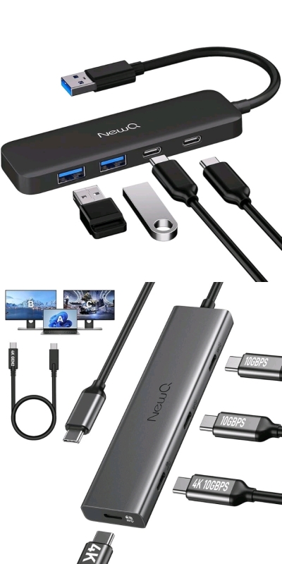 2 As-New in Box | NEWQ USB Hubs : Dual Display Hub NQ-HB-14 & NQ-HB-12