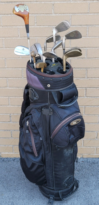 13pc. Right Handed Gold Clubs w/Golf Bag . Includes : Ping Blade i3 Wedge , King Cobra II 5 Iron , Cleveland 55-Wedge & Pitching Wedge .