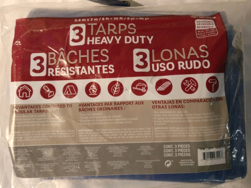 3 New Heavy Duty Reversible Tarps - 8'x10'