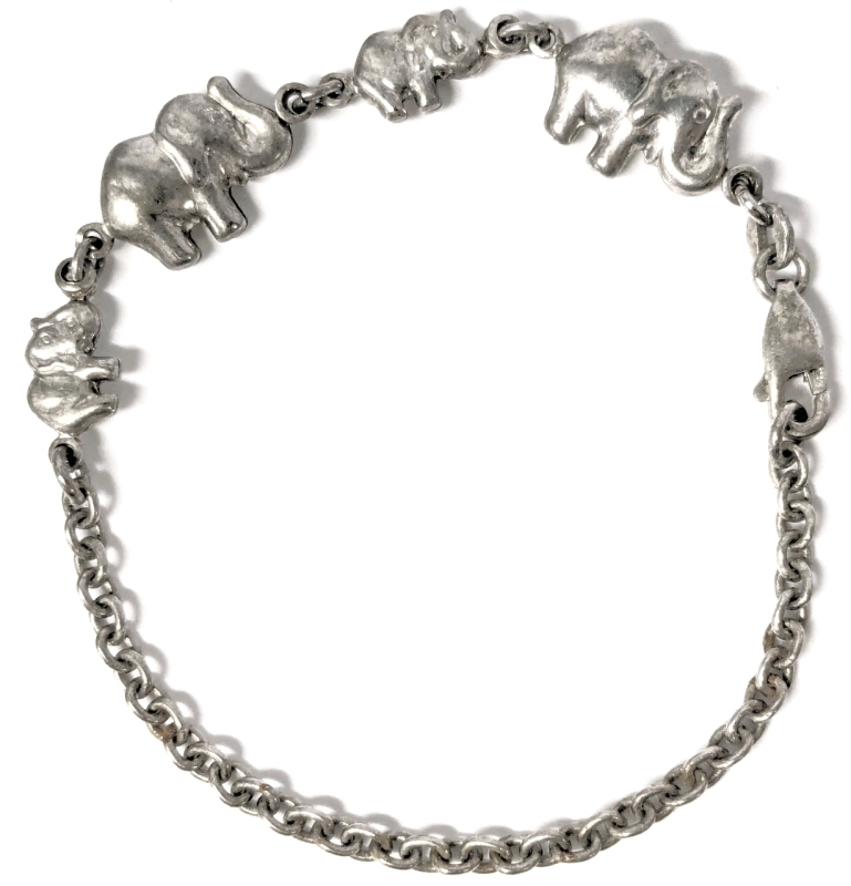 Adorable Vintage 925 Sterling Silver Italian Lucky Elephant Bracelet - 7" Long