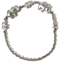 Adorable Vintage 925 Sterling Silver Italian Lucky Elephant Bracelet - 7" Long