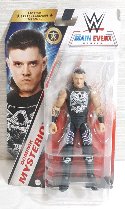 New in Box Mattel WWE Main Event Series Dominik Mysterio Figure | Figure Measures Roughly 6&frac12;" Tall