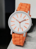 New Bold Large Orange Round Quartz Wrist Watch Silicone Band Illuminated Stick Numbers