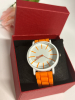 New Bold Large Orange Round Quartz Wrist Watch Silicone Band Illuminated Stick Numbers - 2