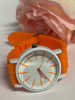 New Bold Large Orange Round Quartz Wrist Watch Silicone Band Illuminated Stick Numbers - 3