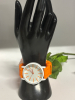 New Bold Large Orange Round Quartz Wrist Watch Silicone Band Illuminated Stick Numbers - 5