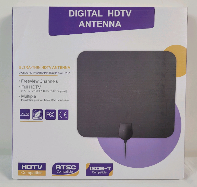 New - Ultra-Thin Digital HDTV Indoor Antenna .