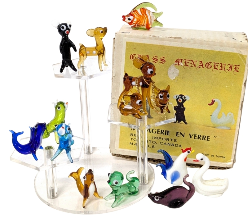 Vintage Glass Menagerie : 14 Hand Blown Glass Animal Figures Up to 2.2" Tall, No Chips or Cracks