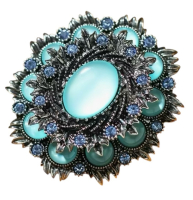 Vintage High-end Retro Brooch Elegant Blue Opal / Moonstone Glow Opaque Rhinestone Tiered Appropriately 2 x 1.85 Inch