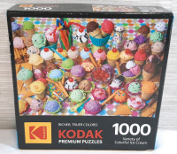 New Kodak 1000pc Jigsaw Puzzle, Ice Cream Picture | Box Measures 8"&times;8"