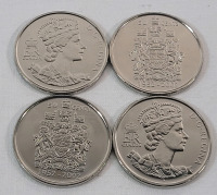 2002 (1952-) Canadian Queen Elizabeth II Golden Jubilee 50 Cent Half Dollar Uncirculated Coins , Four (4) Uncirculated Coins