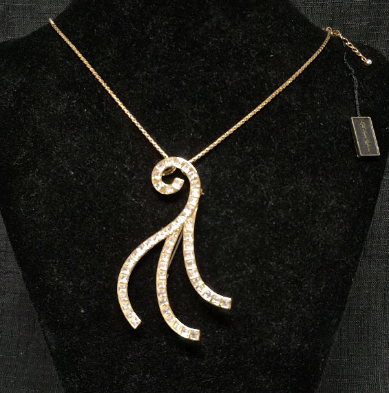 As New Fifth Avenue Collection Ripple Effect 24" Necklace/Brooch - Swarovski Crystals Retails for $49.99