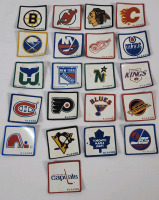 Vintage 1980s Klaxon NHL Hockey Team Logo Fridge Magnets - Complete Set of 21 . Each measures 1 ⅝"&times;1.5"