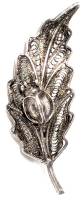 Adorable Vintage Sterling Silver 925 Filigree Leaf Brooch with Ladybug - 1.5" Long