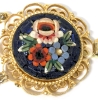 Stunning Vintage Italian Filigree Florentine Floral Micro Mosaic Bracelet with Box Clasp - 1.15" Wide &times; 7" Long - 5