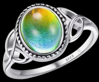 Vintage 925 Sterling Silver Band Ring with Celtic Knot Mood-Sensing Colour Changing Ring Featuring the Celtic Knot Symbolizing Eternal and Endless Love Size 8 stamped