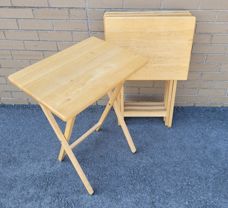 Set of 4 Wooden TV Dinner Stands . Measures 14.5"&times;19"&times;26"
