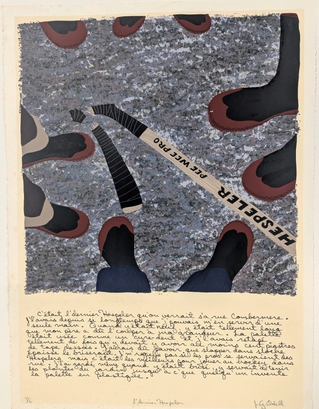 Signed Screen Print on Paper of "L'Derneir Hespeler" (The last Hespeler) by James Gordon O'Dell. Print 4/6