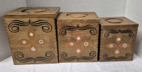 3 Hand Crafted Hardwood Nesting Kitchen Canisters