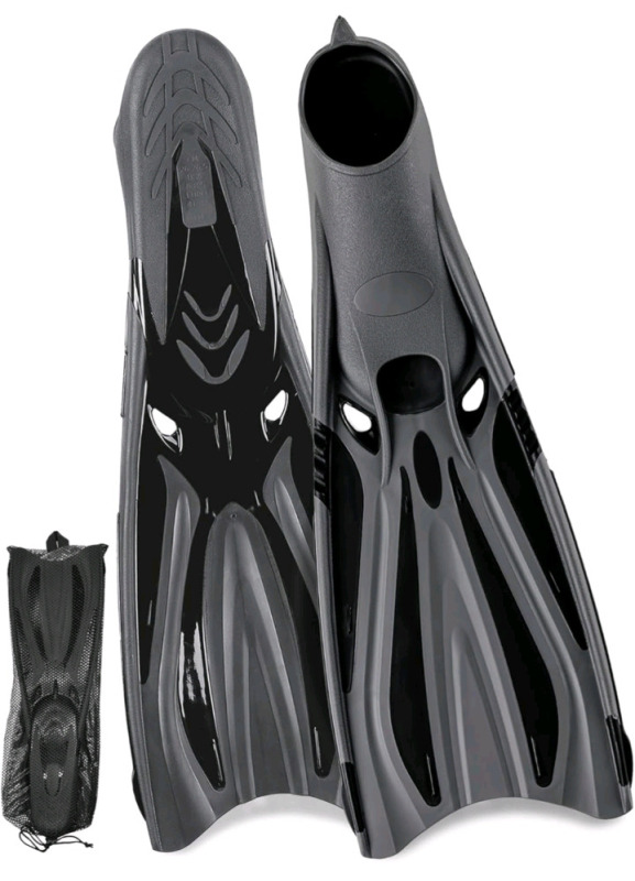 New | Size 8-8.5 Mens / 10-10.5 Ladies Adult Snorkel Full Foot Pocket Fins / Diving Fins for Freediving Seafishing, Etc | * Retails $70.28 *