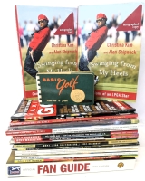 2 Autographed Copies SWINGING FROM MY HEELS (Christina Kim & Alam Shipnuk), 1950s Basic Golf : From Tee to Green, PGA TOUR Golf Fan Guide & X Golf Magazines
