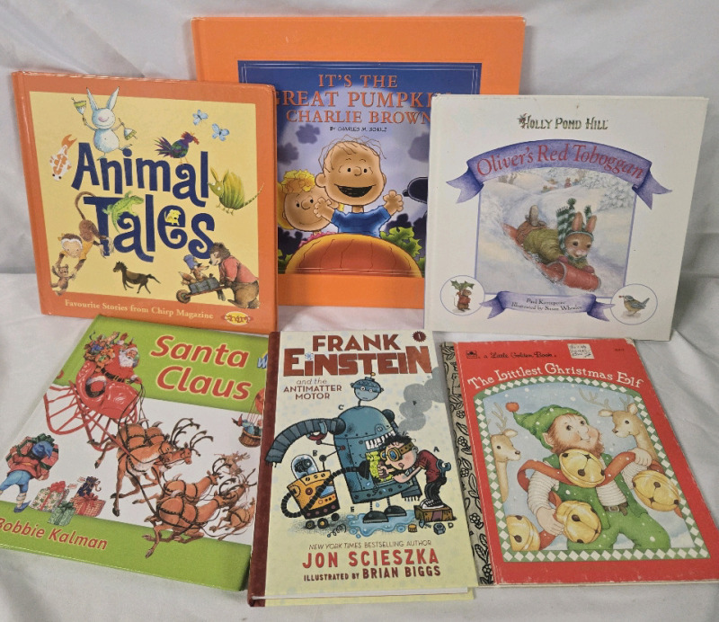 6 New | Assorted HardCover Children's Book Lot | Includes Charlie's Brown, Animal Tales, Oliver's Red Toboggan & More!
