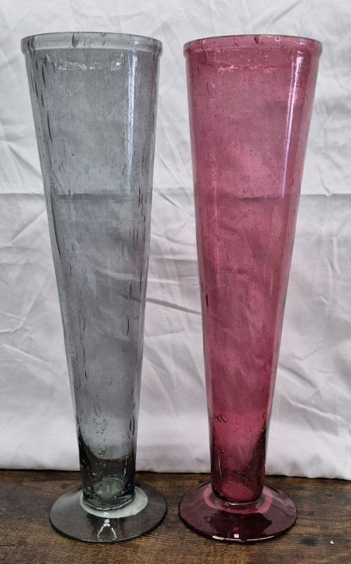 2 New in Box ColouredGlass Vases 15.15" Tall