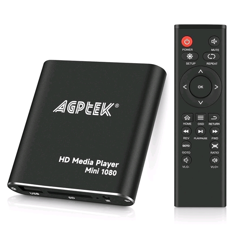 As-New in Box | AGPtek HDMI Media Player, Black Mini 1080p Full-HD Ultra HDMI Digital Media Player for -MKV/RM- HDD USB Drives and SD Cards