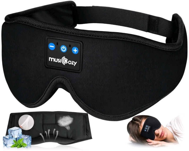 As-New in Box | imMUSICOZY Sleep Headphones Bluetooth Headband Sleeping Headphones Sleep Mask, Wireless Sleep Mask Earbuds for Side Sleepers