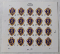 2009 USA 44 Cent Purple Heart Stamp Sheet . Scott # 4390