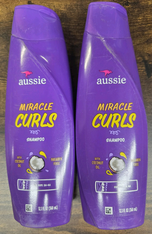 2 New | 360mL Bottles of AUSSIE Miracle Curls Shampoo w/ Coconut Oil
