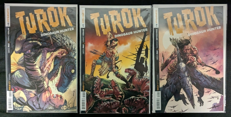 3 Issues of Turok Dinosaur Hunter Comics. #1, #3, #8.