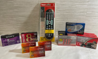New Audio Video Lot | RCA Universal Remote | 10 Brand Name Blank Audio Cassette Tapes | 5 Brand Name Video Tapes - Break out the camcorder!