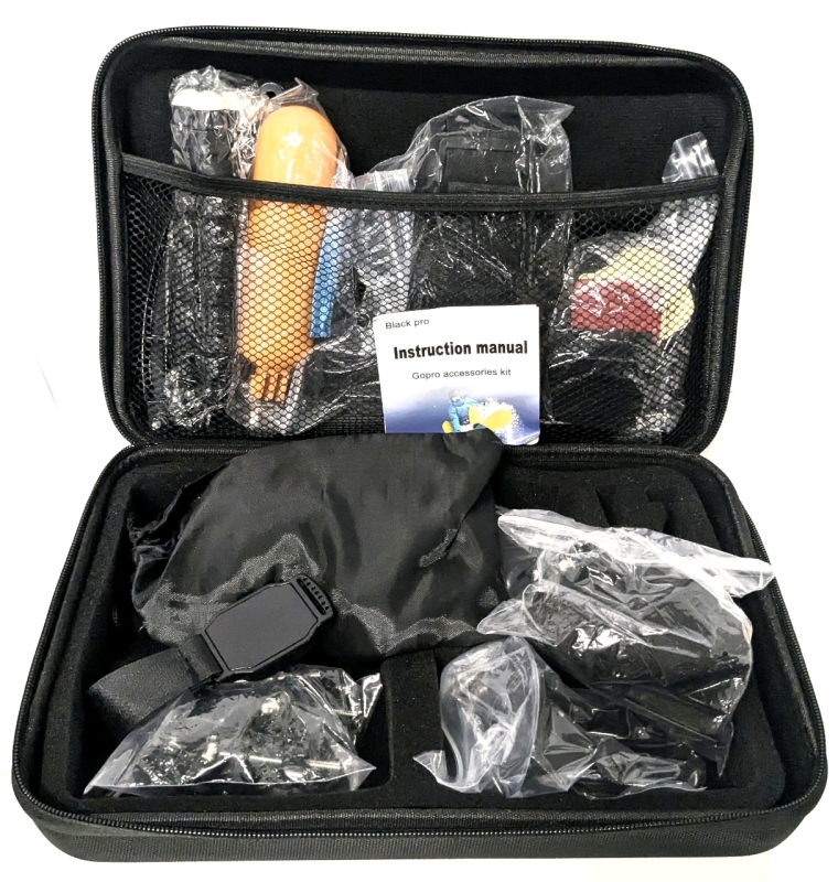GO PRO Accessories Kit in Case (See Photos for Contents) - 12" &times; 3" &times; 8"