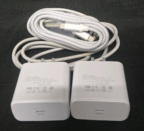 2 New | 45W Super Fast Charging Charger W/ 2 6ft USB C Cables