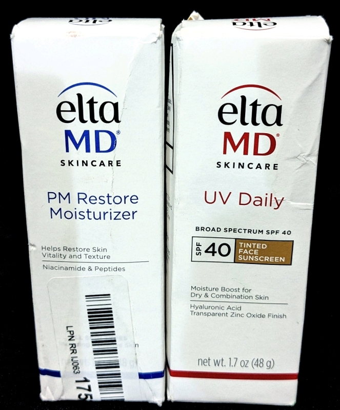 [See Desc] 2 ELTA MD Skincare: PM Restore Moisturizer & Tinted SPF40 UV Daily Sunscreen