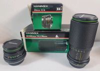 Hanimex 80-200mm One-Touch Zoom Lens & Hanimex 28mm Wide Angle Lens . No viable scratches on lenes