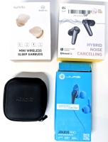[As-Is] 2 Pairs Wired & Wireless Earbuds (JLab, EarFun), Kendir Wireless Single Heating Aid & SunVito Mini Wireless Sleep Earbuds