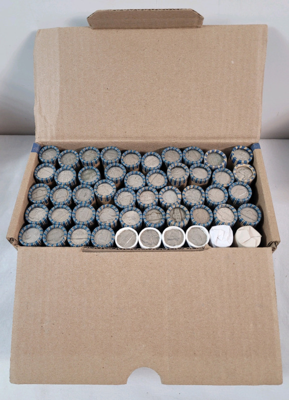 Fifty (50) Rolls USA 5-Cent Nickels . Various Years & Condition . $100 USD