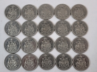 1974 Canadian 50-Cent Half Dollar Coins . Twenty (20) Coins .