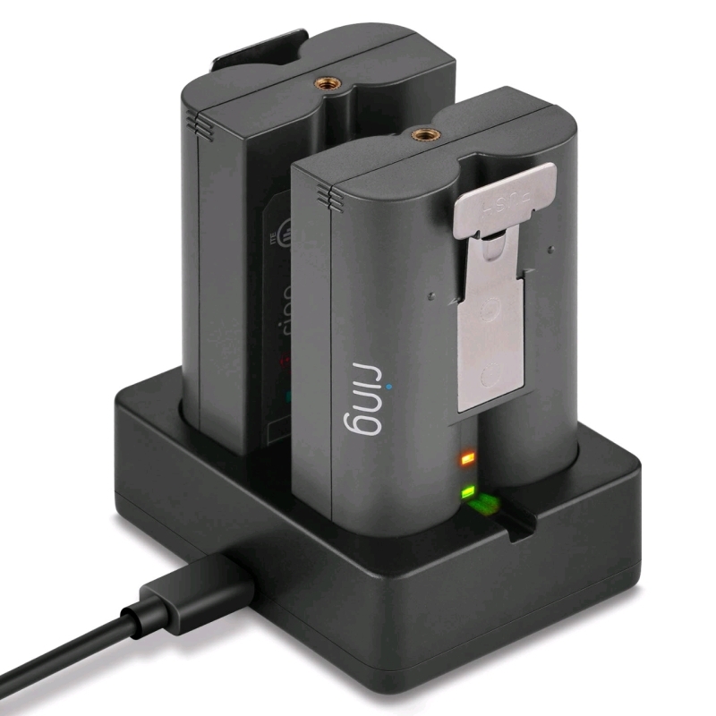 As-New RING Camera Doorbell / Spotlight Cam R1-A Dual Port Battery Charger with 2&times; V4 Ring Batteries