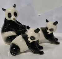3 Vintage USSR Ceramic Panda Figures - Tallest 5"