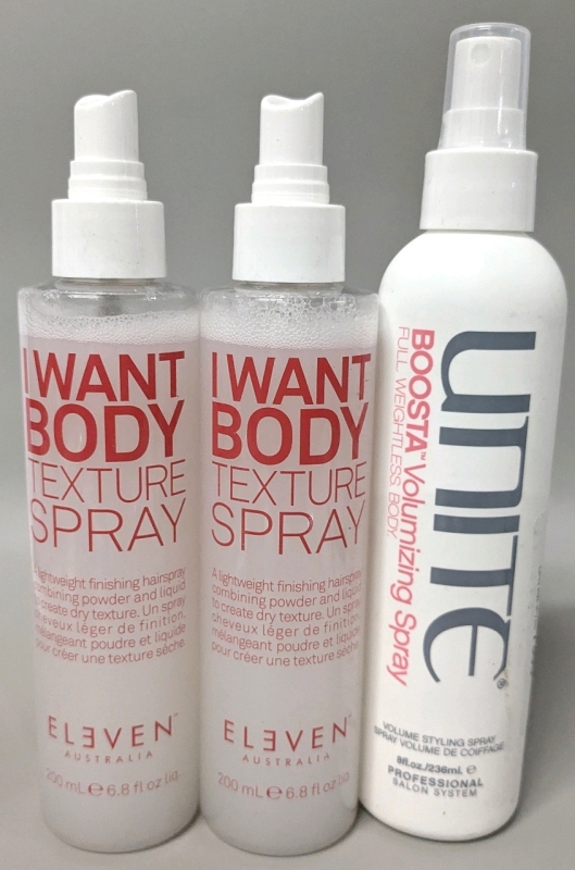 [See Desc] 2&times; Eleven Australia "I Want Body" Texture Finishing Sprays & UNITE Boosta Voluminizing Styling Spray