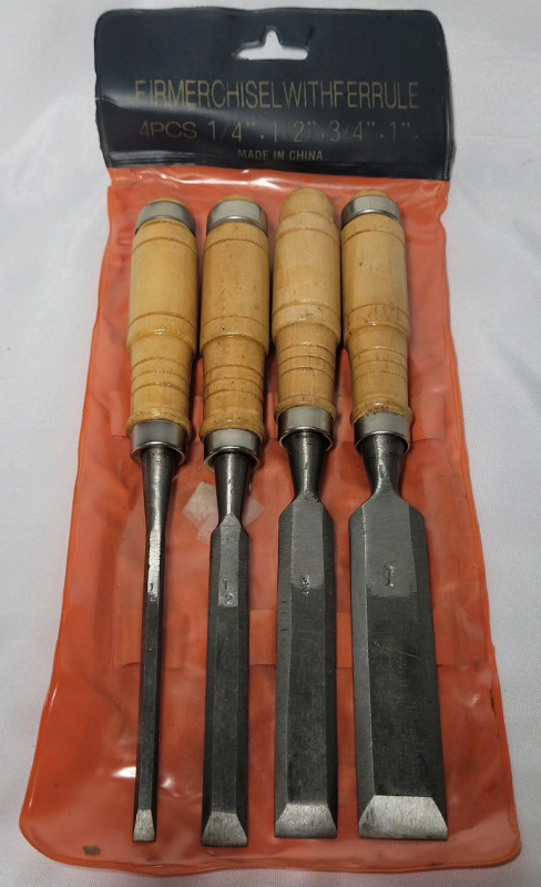 Firmer Chisel w/wooden Handle & Ferrule, Bevelled Edge - 1/4" - 1"