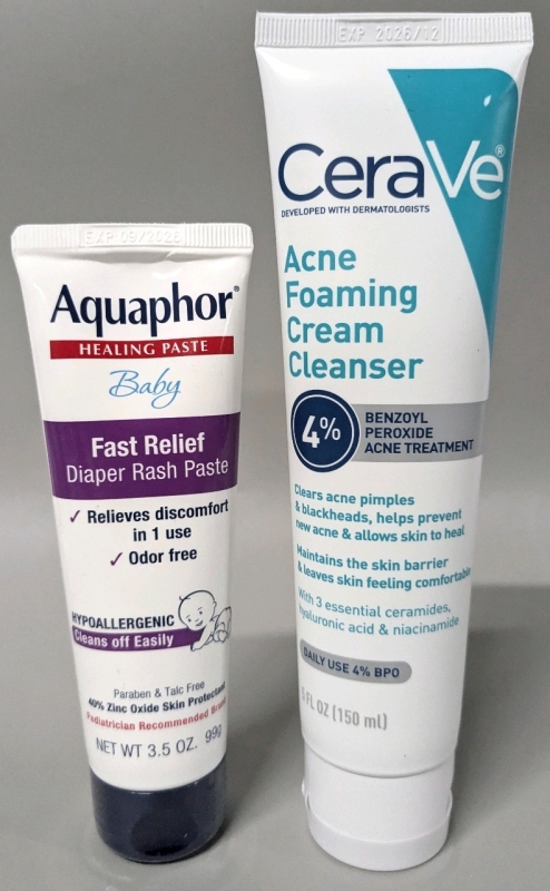 [See Desc] Aquaphor Healing Paste Baby & CeraVe Acne Foam Cleanser