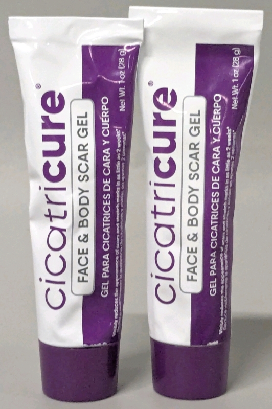[See Desc] 2 CICATRICURE Advanced Scar Gel for Face & Body - Proven Results in 2 Weeks, Scar Treatment for Surgical Scars, Stretch Marks, Scars of Burns and Injuries, Acne Scar Treatments