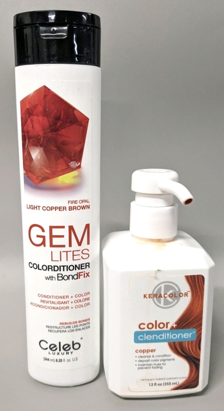 [See Desc] 2 Coloring Conditioners : Celeb Luxury GEM LITES : Fire Opal / Light Copper Brown & KERACOLOR: Copper