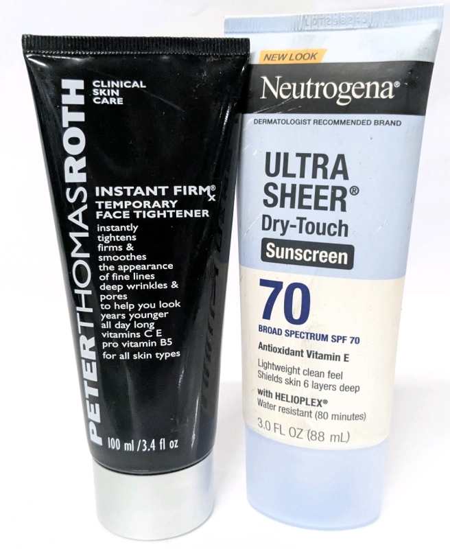 [See Desc] PETER THOMAS ROTH Instant Firm Temporary Face Tightever & Neutrogena Ultra Sheer Dry Touch 70SPF Broad Spectrum Sunscreen