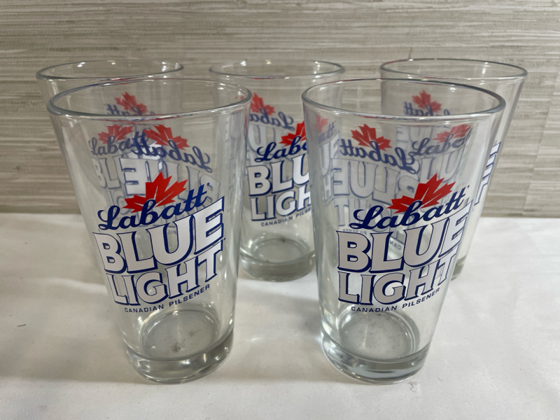 5 - 6&rdquo; Labatt Blue glasses | Design Printed on Both Sides | no cracks, chips or marks