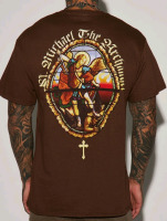 New | Size XL Men's The Archangel Stained Glass Short Sleeve Tee - Chocolate